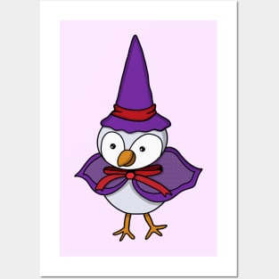 Adorable little bird wearing a wizard costume Posters and Art